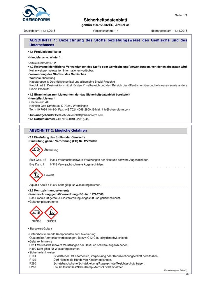 Sicherheitsdatenblatt