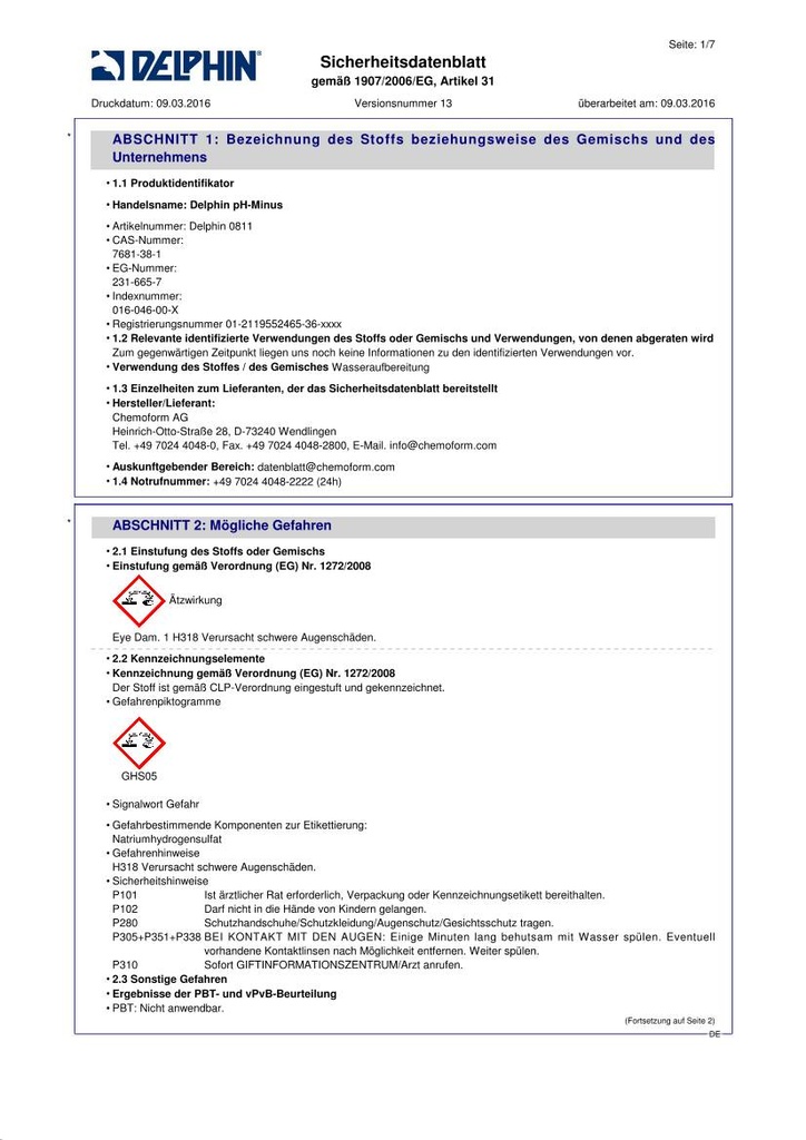 Sichreheitsdatenblatt